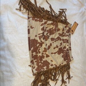 Brown and Cream Fringe Scarf